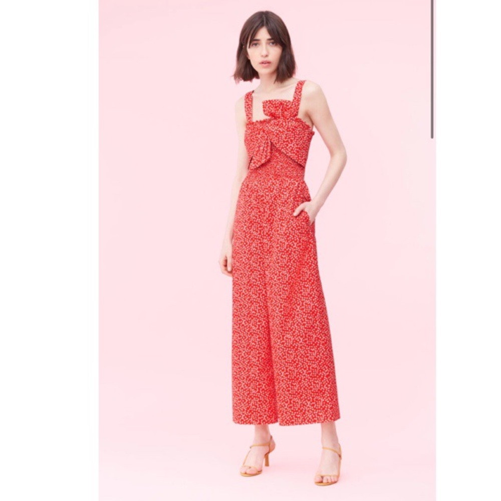 Rebecca Taylor MALIA FLORAL BOW SMOCKED JUMPSUIT